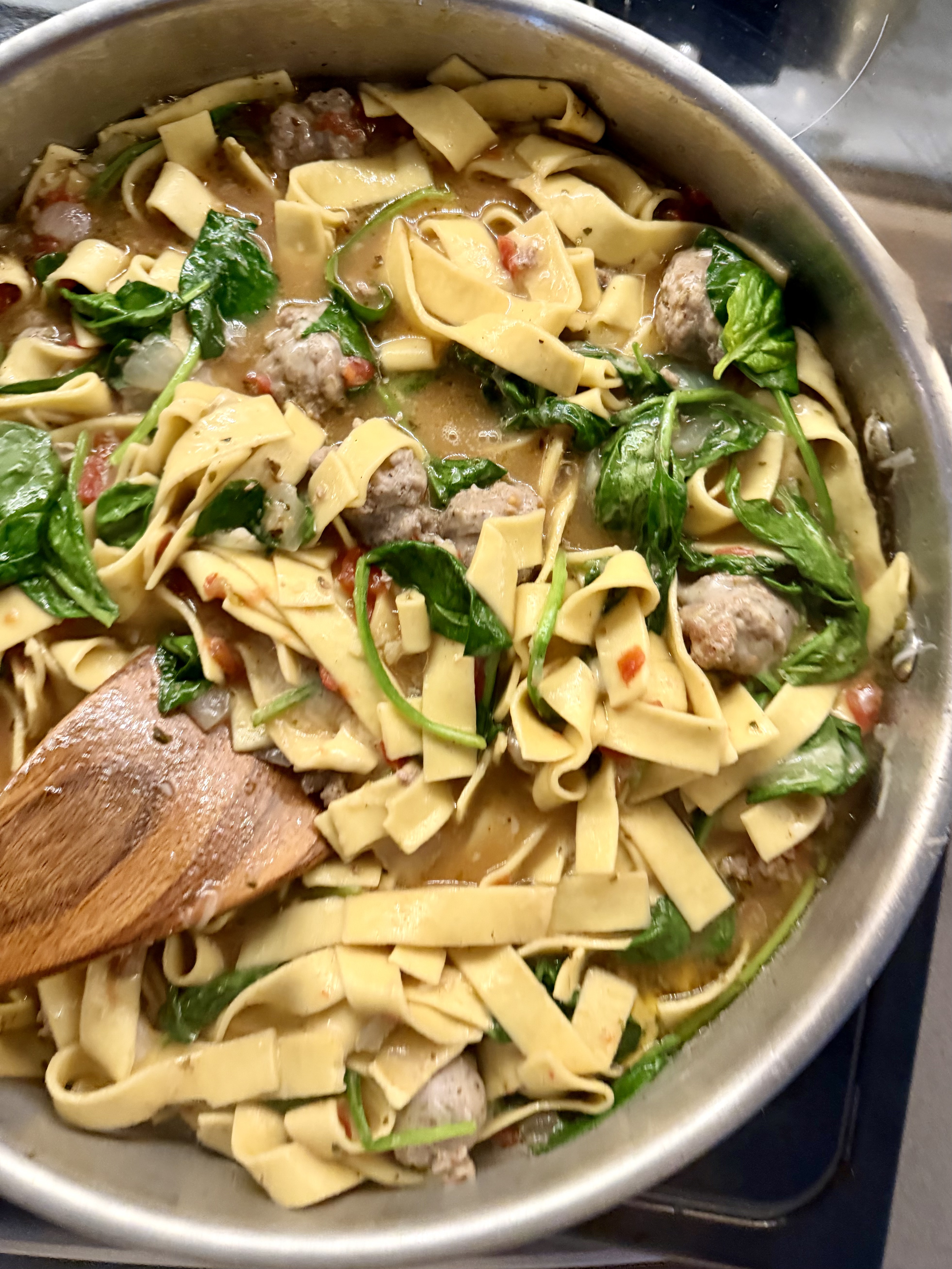Italian Sausage, Spinach & Tomato Pasta Skillet | Meal Plan Studio