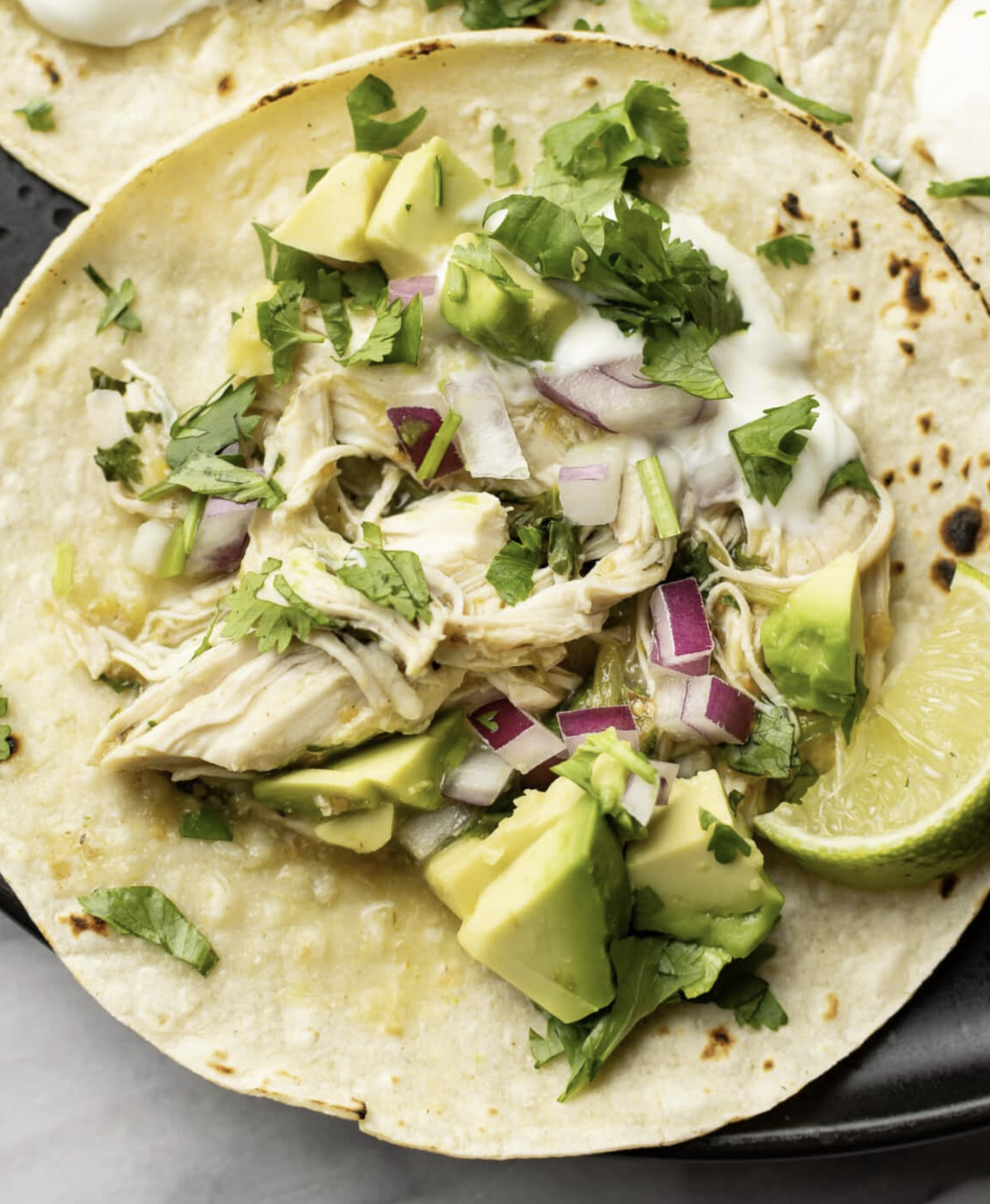 Slow Cooker Salsa Verde Chicken Tacos (optional air-fry-first) | Meal Plan Studio