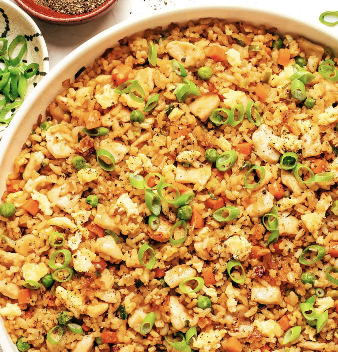 Chicken & Veggie Fried Rice (Peas + Carrots + Edamame) | Meal Plan Studio