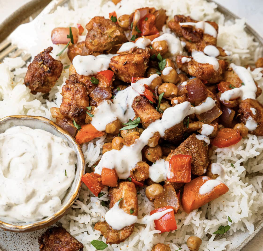Sheet-Pan Chicken Shawarma + Chickpeas Bowls | Meal Plan Studio